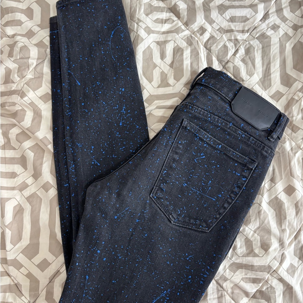 Proenza Schouler Jeans Womens 27 (27x 30) Paint Splatter Black Blue